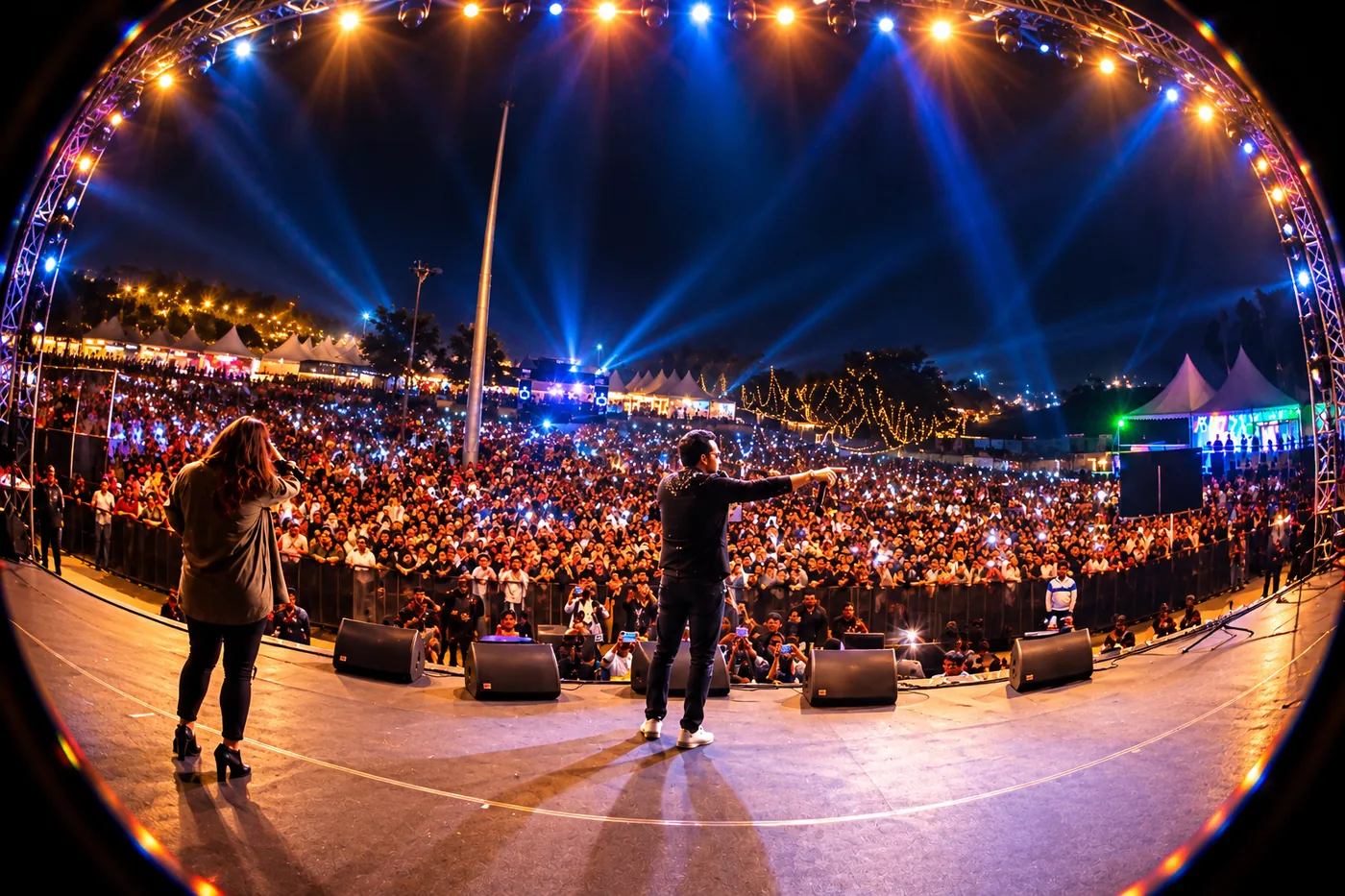 TKC Talent live concert production with artists on stage before a large audience in India TKC Talent live concert production with artists on stage before a large audience in India