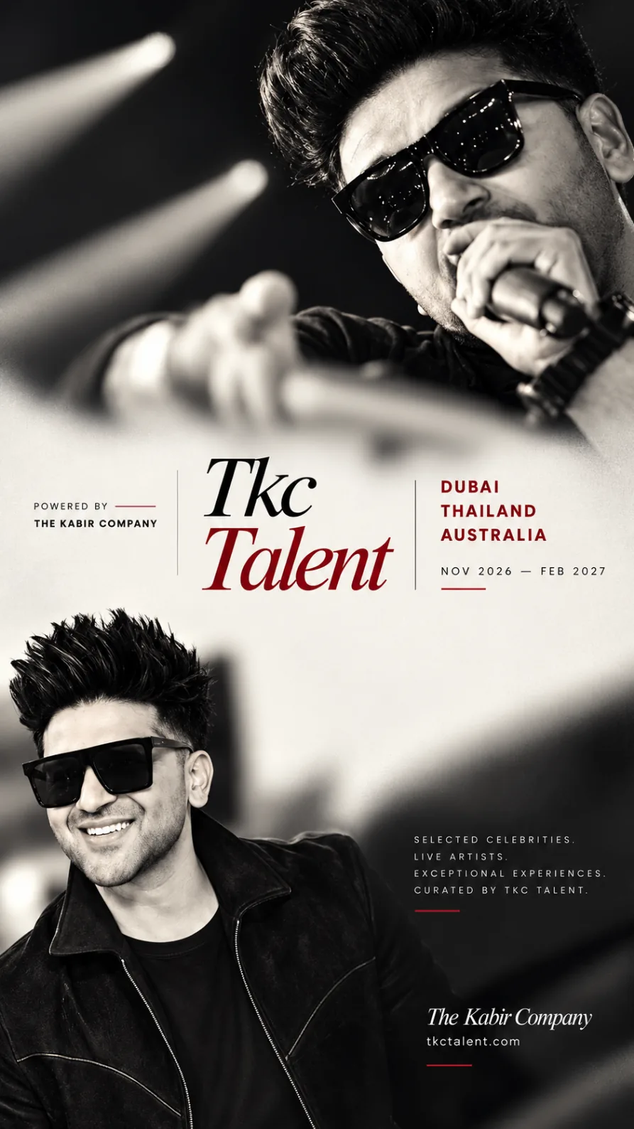 TKC Talent international artist tour poster for Dubai Thailand and Australia TKC Talent international artist tour poster for Dubai Thailand and Australia
